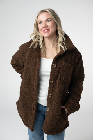 Brown Teddy Oversized Shacket