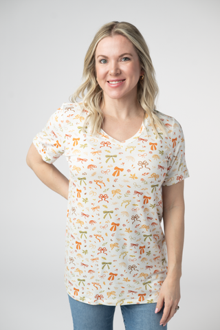 Harvest Bows Relaxed Fit V-Neck