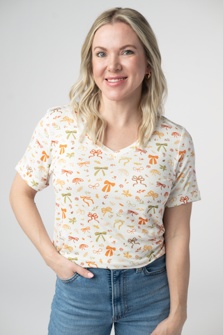 Harvest Bows Relaxed Fit V-Neck