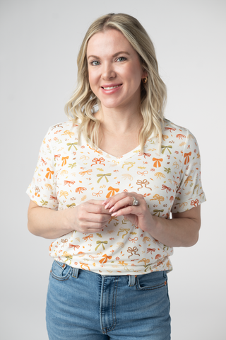 Harvest Bows Relaxed Fit V-Neck