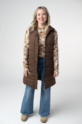 Brown Harlowe Long Vest