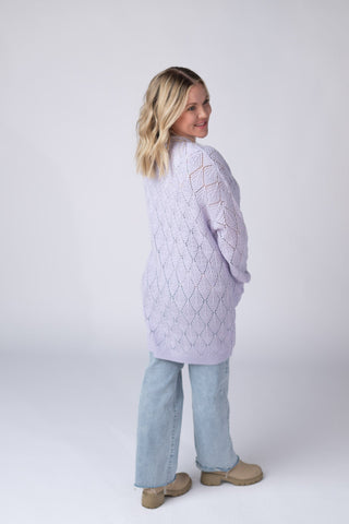 Lavender Open Knit Cardigan