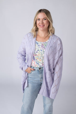 Lavender Open Knit Cardigan
