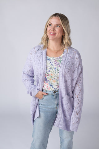 Lavender Open Knit Cardigan