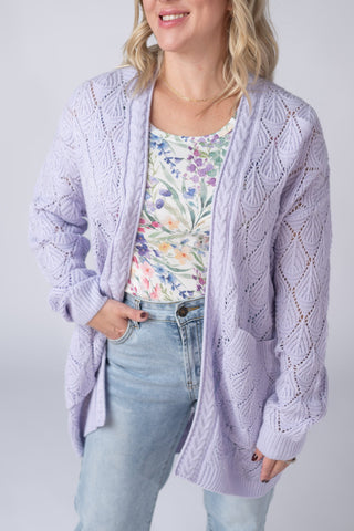 Lavender Open Knit Cardigan