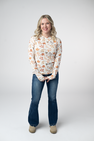 Harvest Leaves Long Sleeve Top w/ Thumbholes