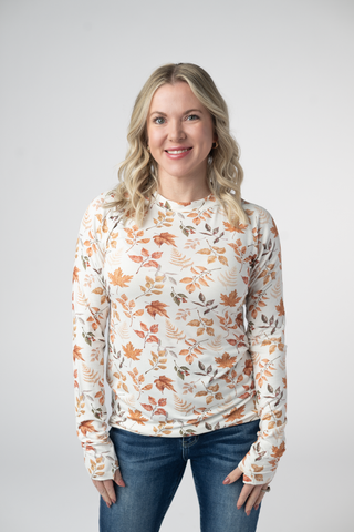 Harvest Leaves Long Sleeve Top w/ Thumbholes