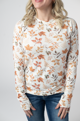 Harvest Leaves Long Sleeve Top w/ Thumbholes