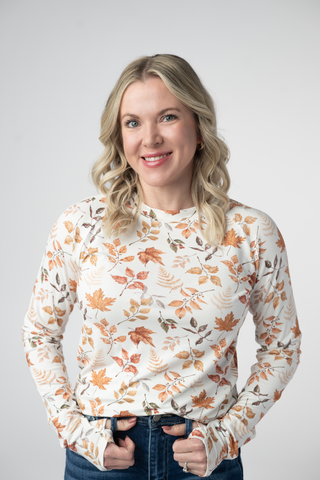 Harvest Leaves Long Sleeve Top w/ Thumbholes