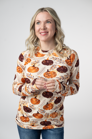 Autumn Gourds Long Sleeve Top w/ Thumbholes