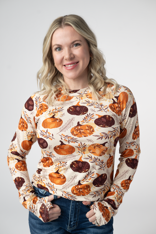 Autumn Gourds Long Sleeve Top w/ Thumbholes