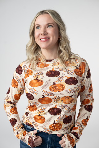 Autumn Gourds Long Sleeve Top w/ Thumbholes