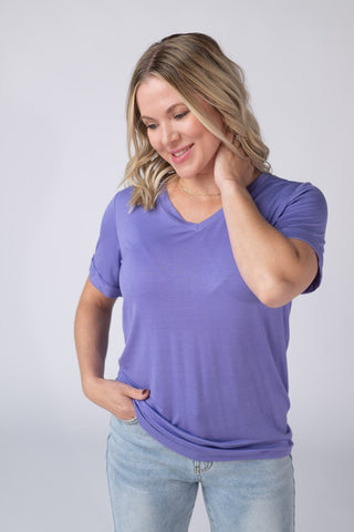 Periwinkle Relaxed Fit V-Neck Top