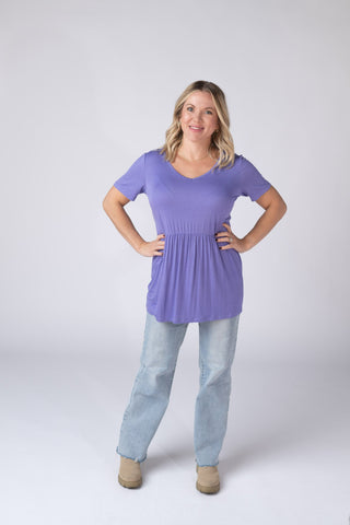 Periwinkle V-Neck Babydoll Top