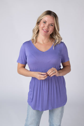 Periwinkle V-Neck Babydoll Top