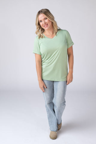 Seafoam Green Relaxed Fit V-Neck Top