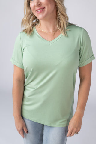 Seafoam Green Relaxed Fit V-Neck Top