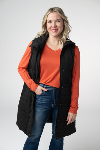 Black Harlowe Long Vest
