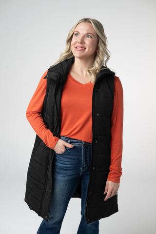 Black Harlowe Long Vest
