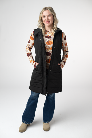 Black Harlowe Long Vest
