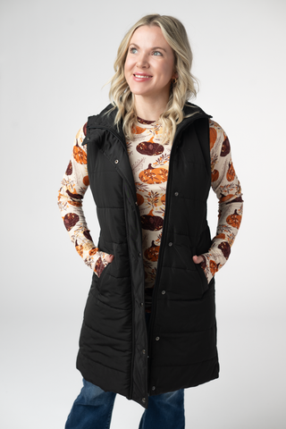 Black Harlowe Long Vest
