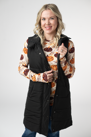 Black Harlowe Long Vest