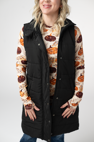 Black Harlowe Long Vest