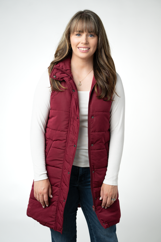 Burgundy Harlowe Long Vest