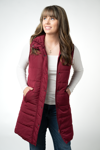 Burgundy Harlowe Long Vest