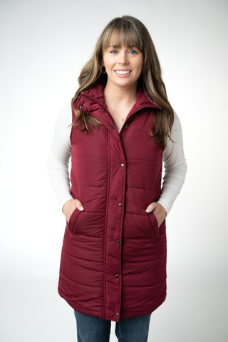 Burgundy Harlowe Long Vest