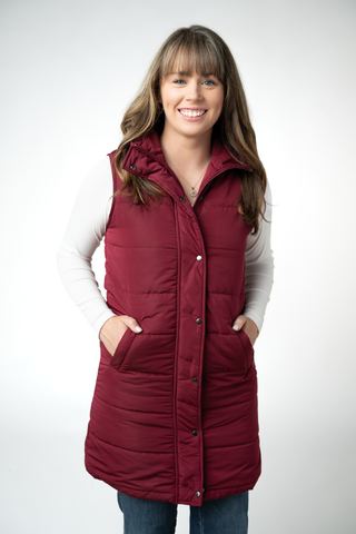 Burgundy Harlowe Long Vest