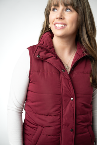Burgundy Harlowe Long Vest