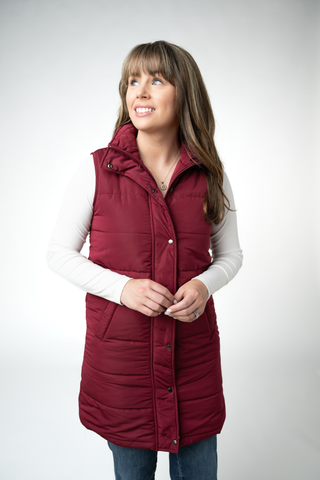 Burgundy Harlowe Long Vest