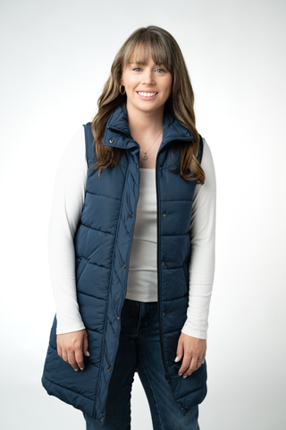 Navy Harlowe Long Vest