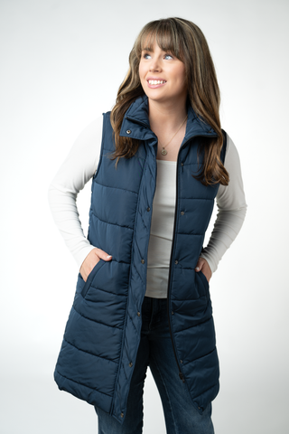 Navy Harlowe Long Vest