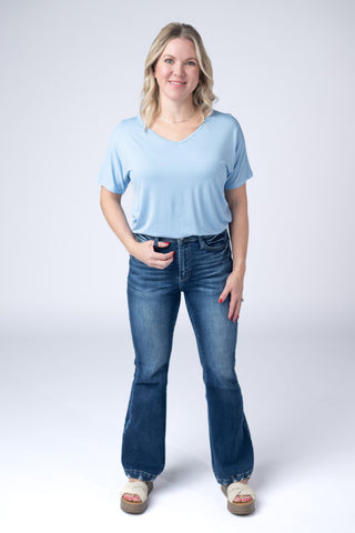 Sky Blue V-Neck Top