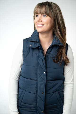 Navy Harlowe Long Vest
