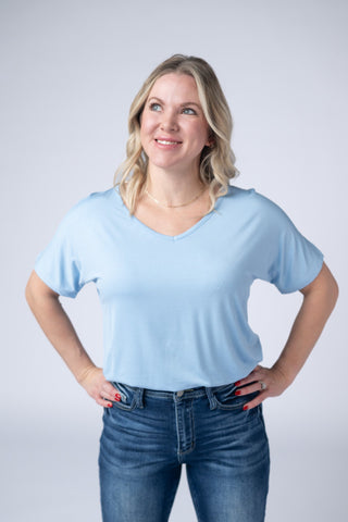 Sky Blue V-Neck Top
