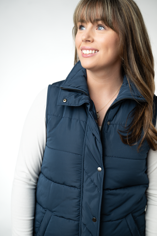 Navy Harlowe Long Vest