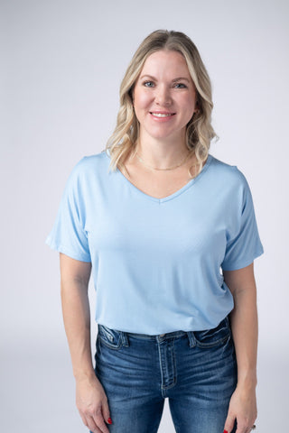 Sky Blue V-Neck Top