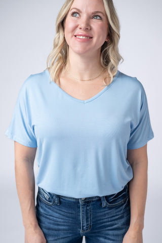 Sky Blue V-Neck Top