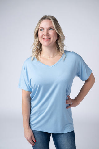 Sky Blue V-Neck Top