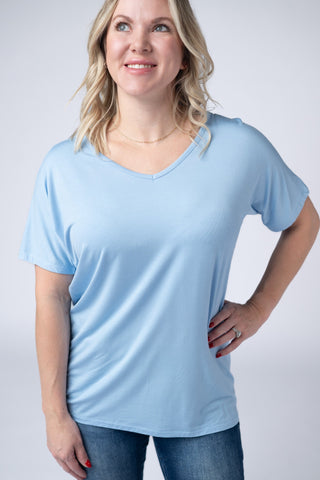 Sky Blue V-Neck Top