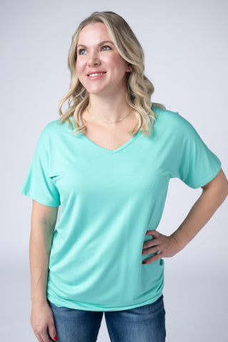 Turquoise V-Neck Top