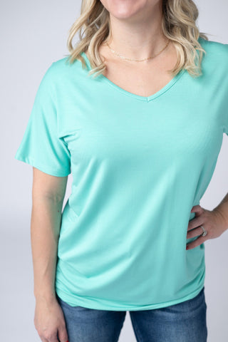 Turquoise V-Neck Top
