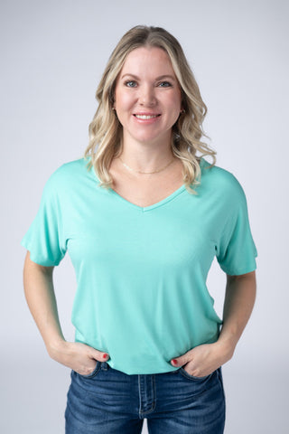 Turquoise V-Neck Top