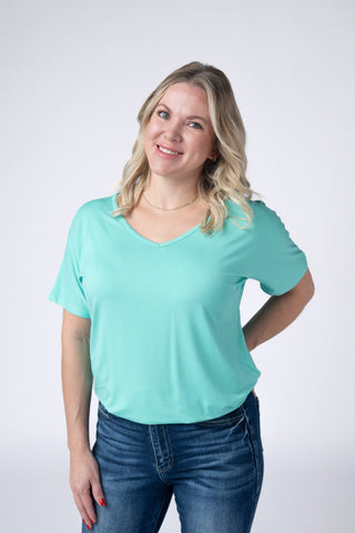 Turquoise V-Neck Top