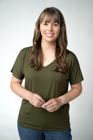 Olive V-Neck Top