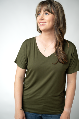 Olive V-Neck Top