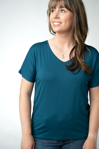 Teal V-Neck Top